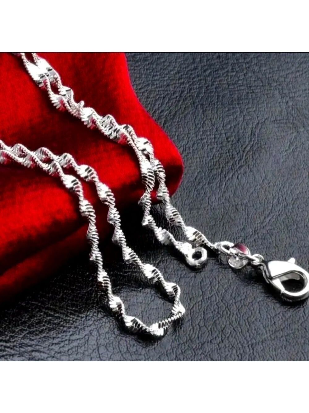 Double Layer Water Wave Chain Silver Plated Necklace Chain